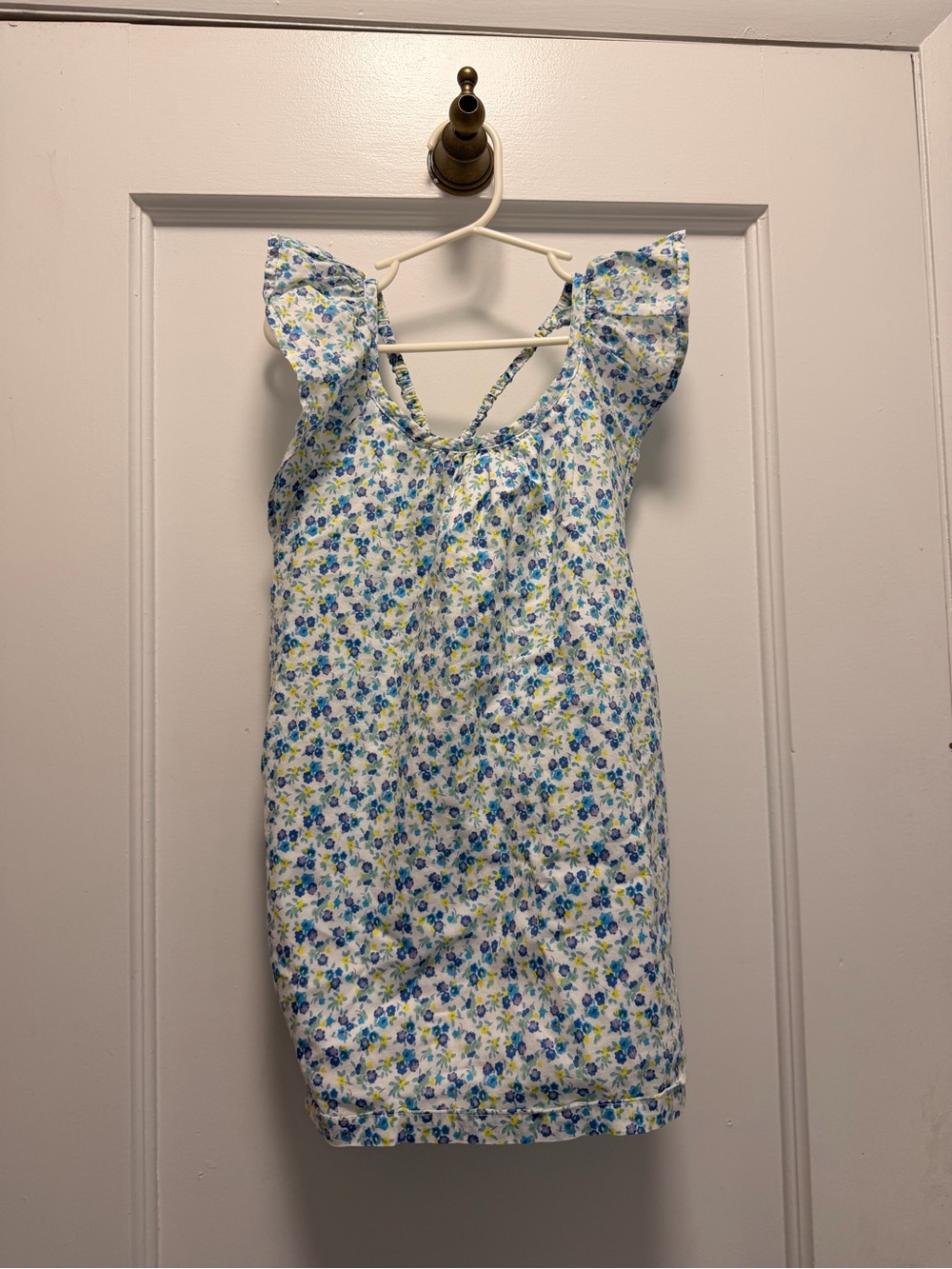 Mini Boden White Dress with Blue & Yellow Floral Print